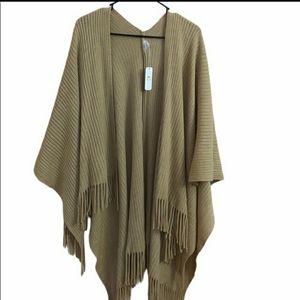 Cape Crossover Knit Poncho Fringe Open Front Cardigan Shawl Cover‎ Up